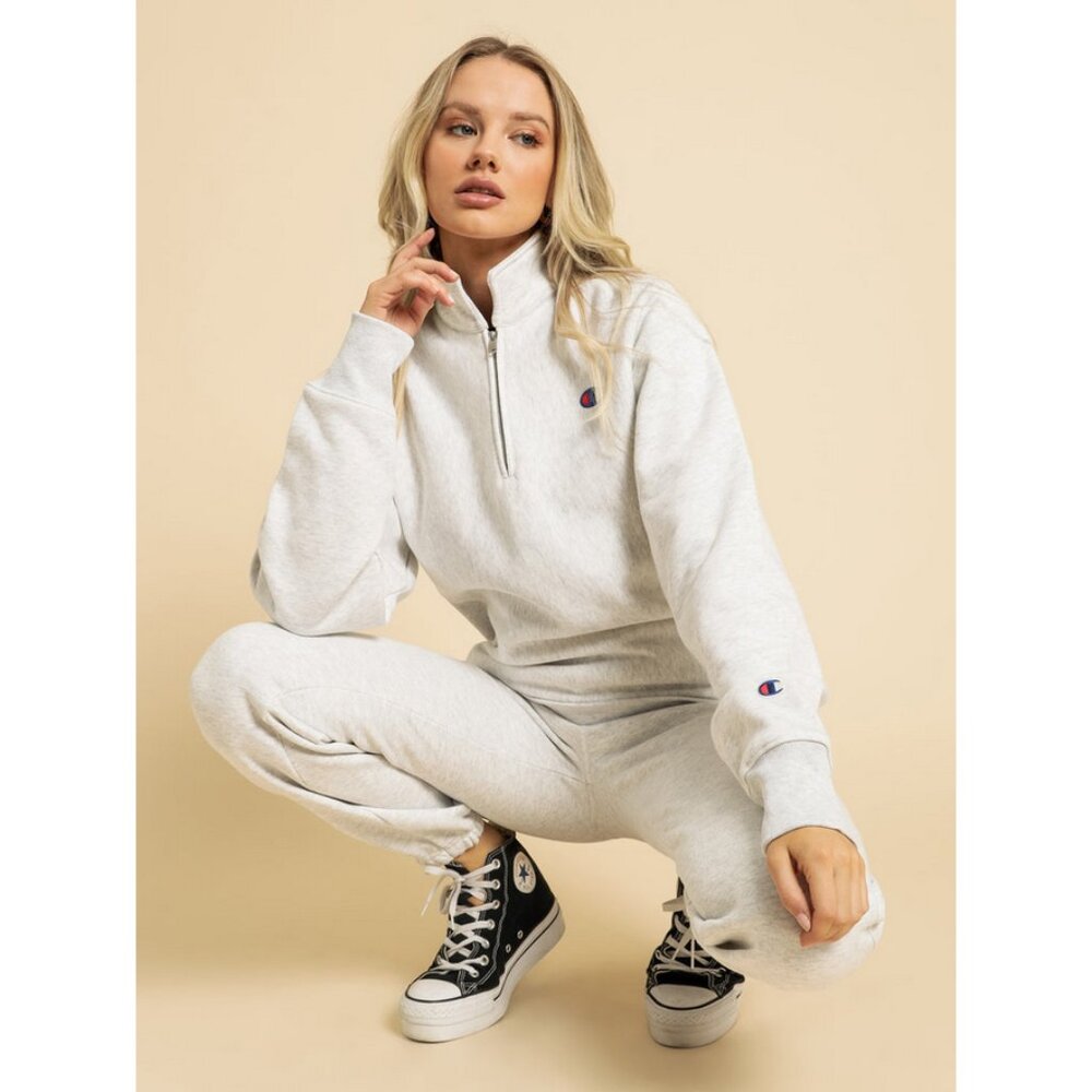 Champion Sz. S Silver Grey Reverse Weave 1/4 Zip Crew Athleisure Retro